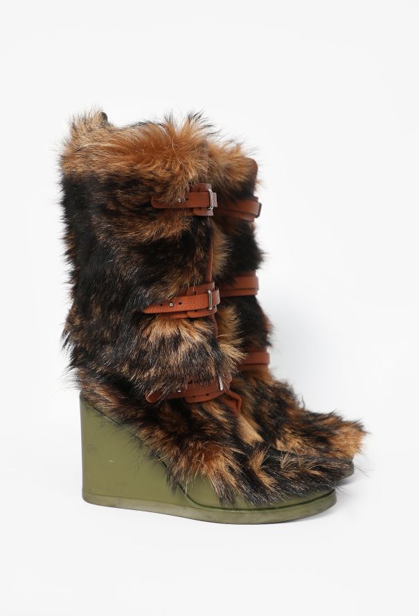 Céline 2012 Fur Wedge Boots - 2