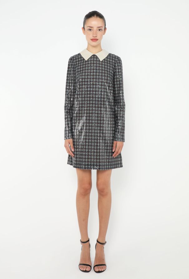 Prada Sequin Plaid Shift Dress - 2