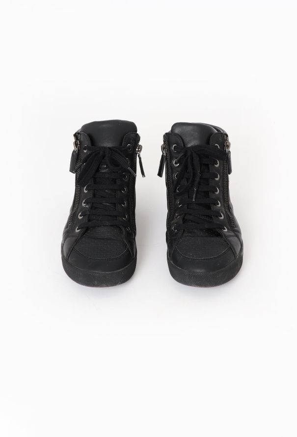 Chanel Leather 'CC' Zip Sneakers - 3