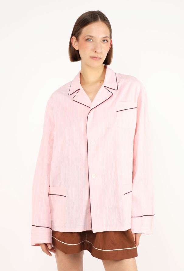 Prada Embroidered Pyjama Shirt, F/W 2025 - 1