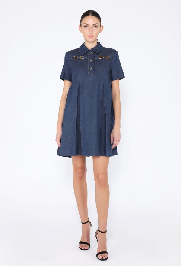 Gucci 2022 Denim Horsebit Mini Dress - 3