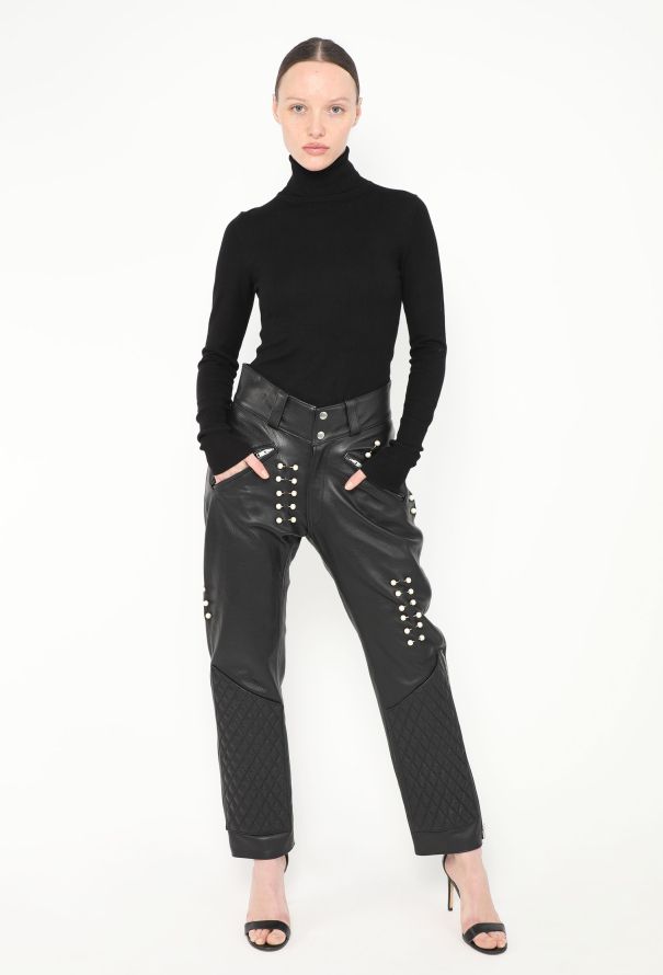 Rodarte S/S 2018 Quilted Pearl Leather Pants - 1