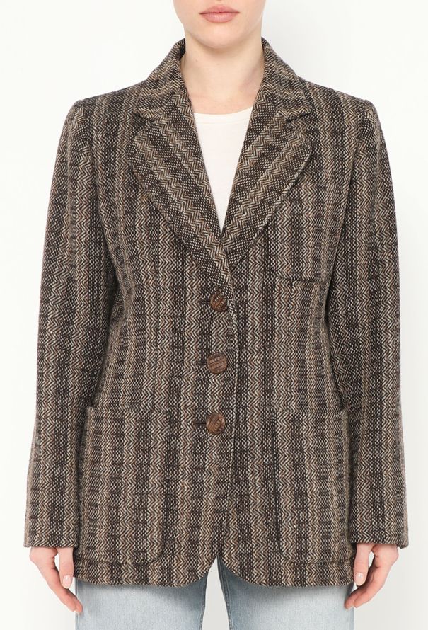 Saint Laurent Vintage Chevron Wool Blazer - 1
