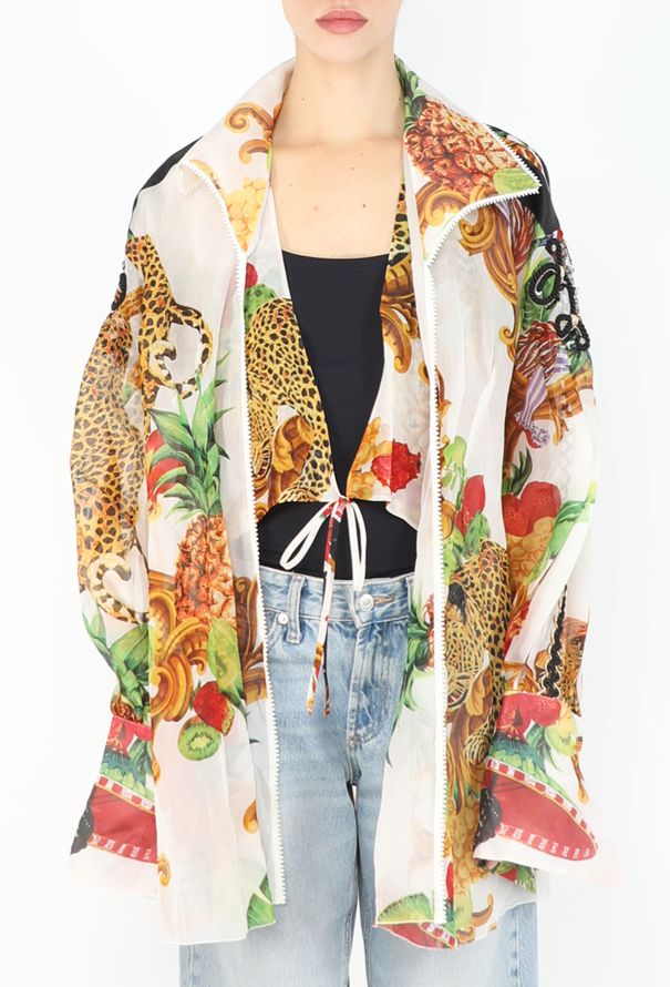 Dior Tropical Embellished Silk Blouse, S/S 1993 - 1