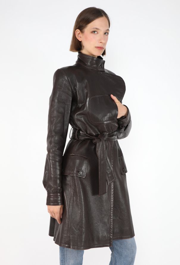 Chanel RARE F/W 1997 Notched Leather Coat - 5