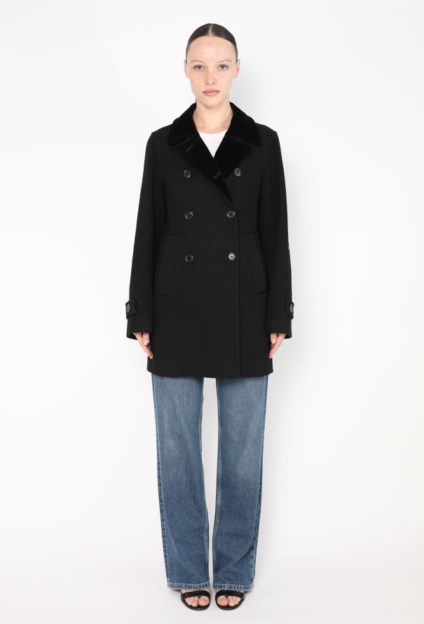 Louis Vuitton Velvet Trim Wool Peacoat - 4