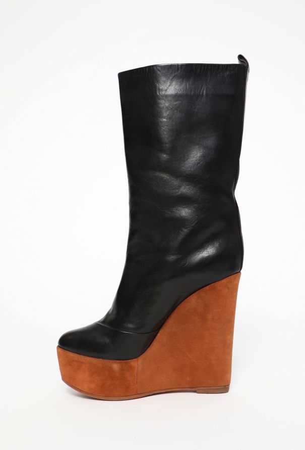 Céline Suede Wedge Leather Boots - 4 Céline Suede Wedge Leather Boots - 4