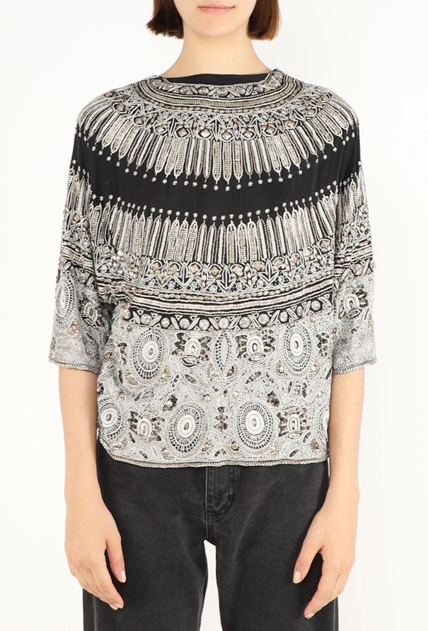 Dries Van Noten Embellished Silk Appliqué Top - 3