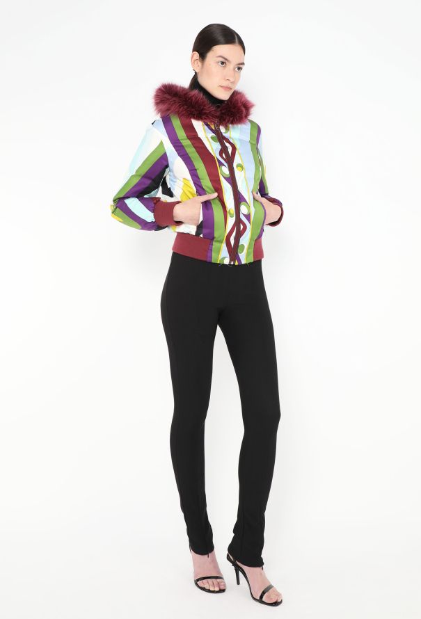 Emilio Pucci Graphic Rabbit Fur Hood Bomber - 5