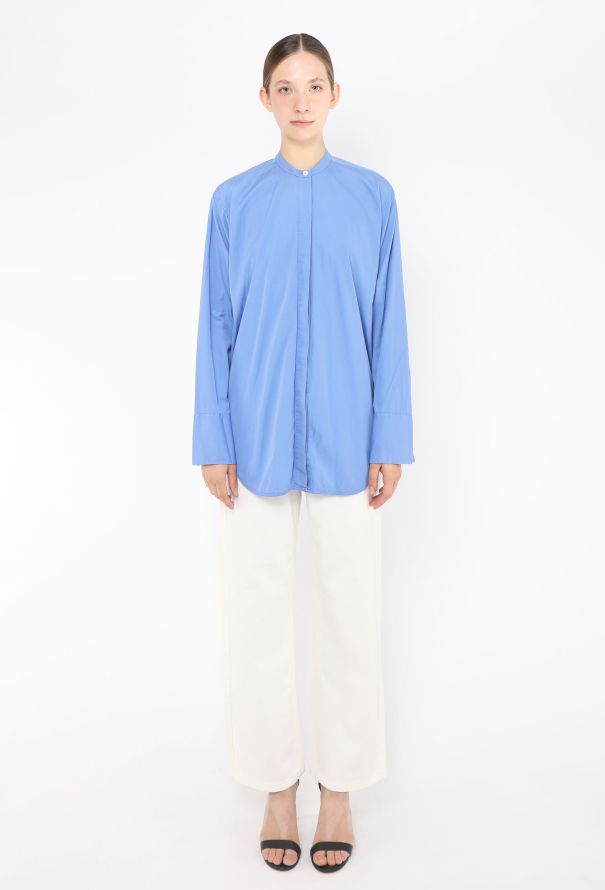 Céline Blue Collarless Cotton Tunic - 1