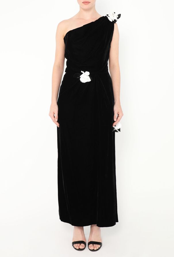 Saint Laurent 1993 Velvet One-Shoulder Gown - 3 Saint Laurent 1993 Velvet One-Shoulder Gown - 3