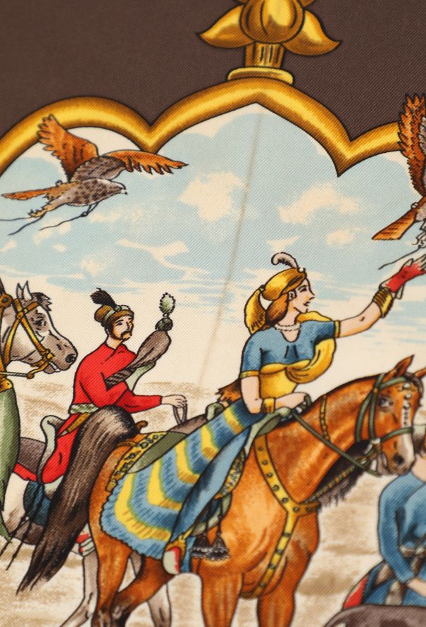 エルメス スカーフ シルク ブルー カレ90 LES CHEVAUX DES