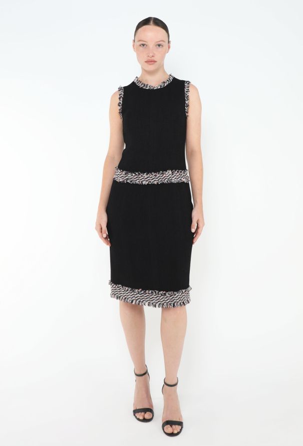 Chanel 2004 Frayed Trim Tweed Dress - 3