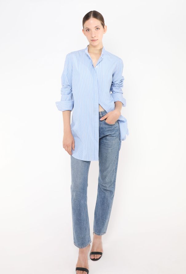 Céline Pinstripe Cotton Tunic Shirt - 2