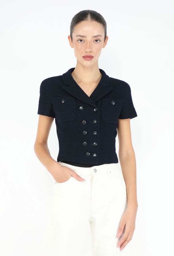 Chanel S/S 1995 Notched Cropped Jacket - 1