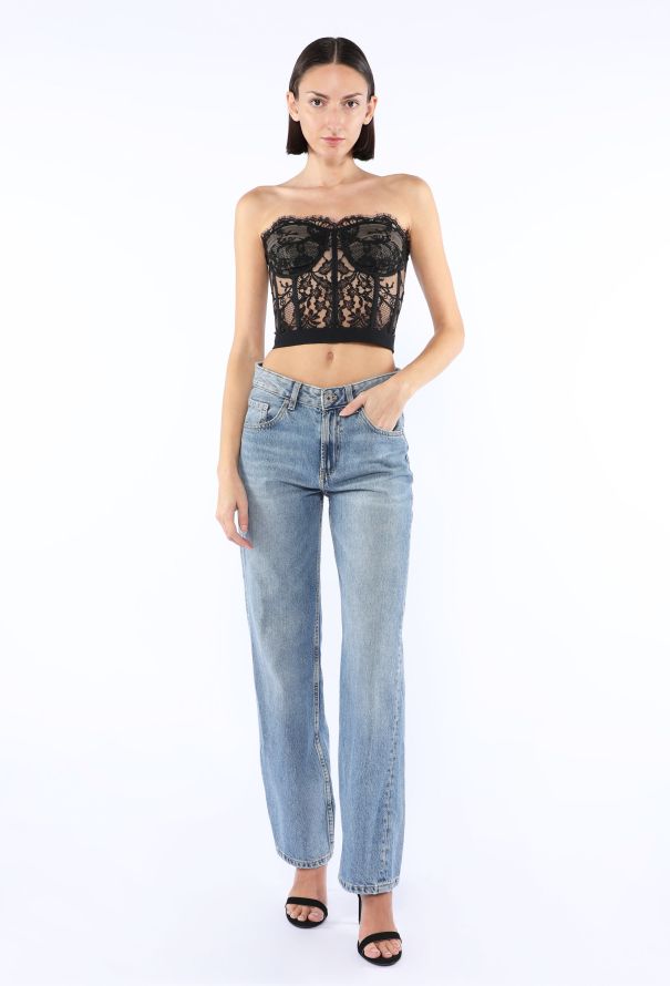 Alexander McQueen Lace Cropped Bustier Top - 3
