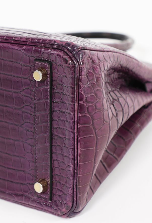 Hermès RARE Matte Améthyste Porosus Birkin 30 - 10