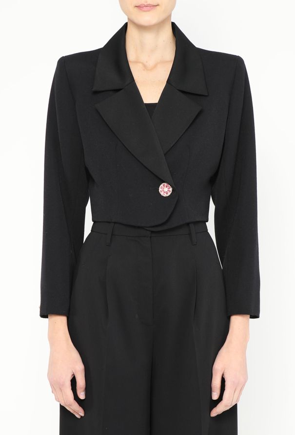 Saint Laurent 1993 Cropped Smoking Blazer - 1