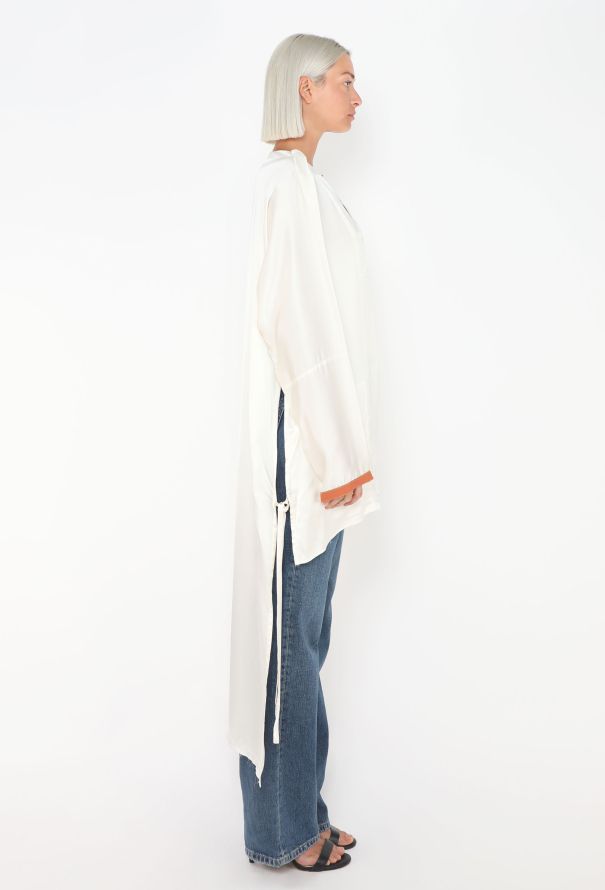 Loewe S/S 2019 Asymmetrical Silk Tunic White - 3