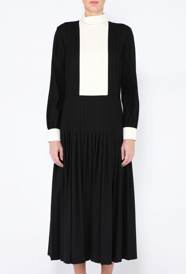 Céline 2020 Bicolor Pleated Bib Dress - 3