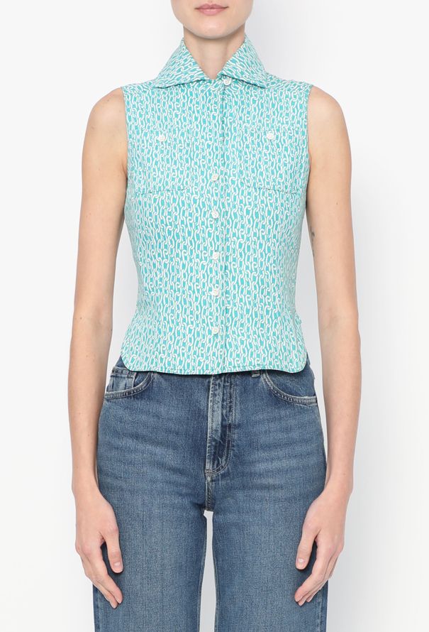 Hermès Vintage Chainlink Print Cotton Top - 1