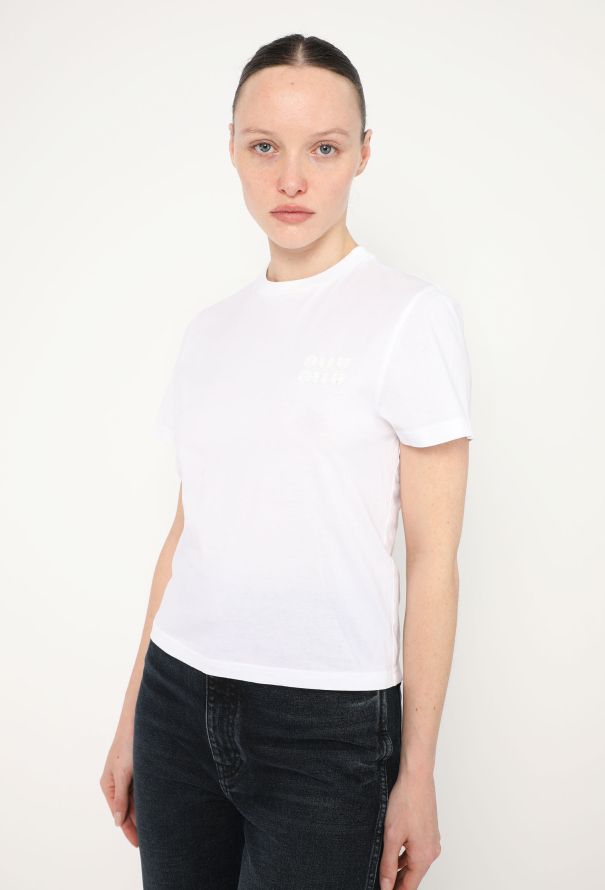 Miu Miu 2023 Cropped Emblem T-Shirt - 2 Miu Miu 2023 Cropped Emblem T-Shirt - 2