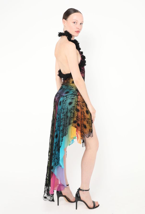 Christian Lacroix Couture 2005 Asymmetrical Lace Overlay Dress - 2