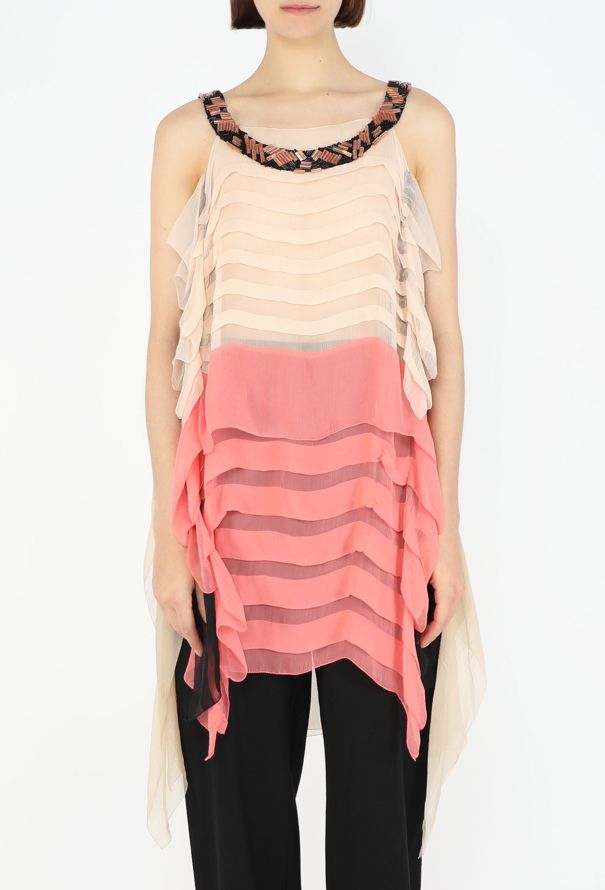 Prada Ruffled Chiffon Embellished Tunic - 2