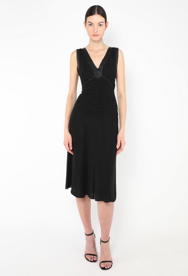 Prada Early 2000s Ruched Satin Trim Dress - 1