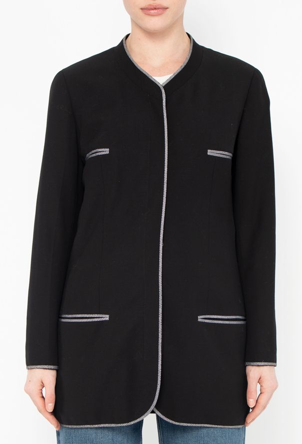 Chanel TIMELESS S/S 1996 Collarless Black Jacket - 6 Chanel TIMELESS S/S 1996 Collarless Black Jacket - 6