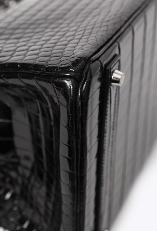Hermès Shiny Black Porosus Birkin 40 - 12