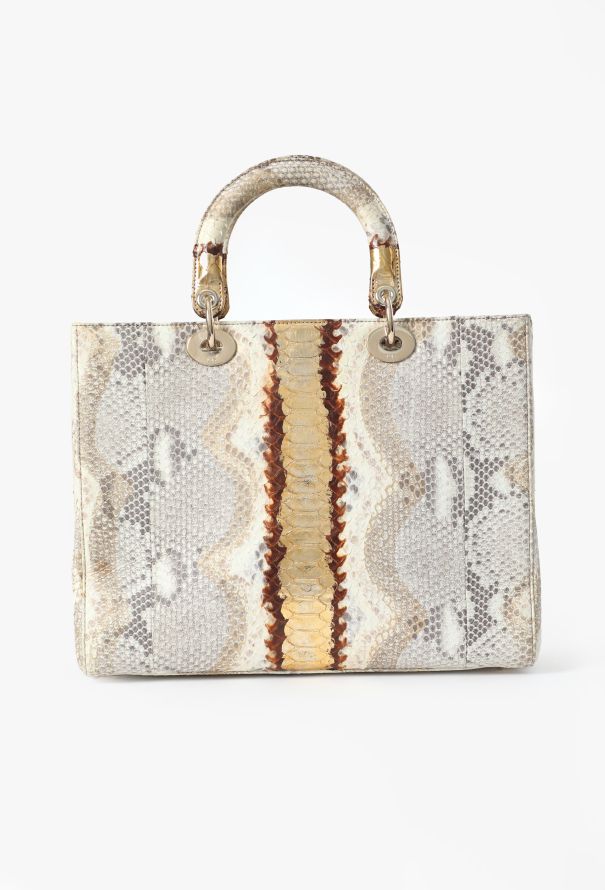 Dior Metallic Python Lady Dior Large Bag - 4