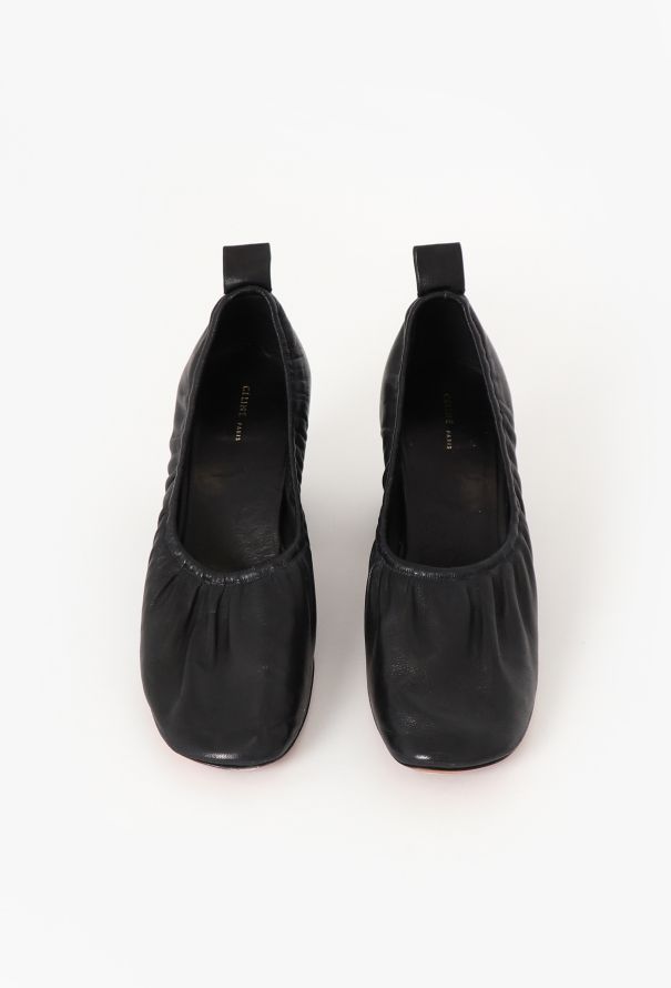 Céline S/S 2015 Black Leather Ballerina Heels - 4
