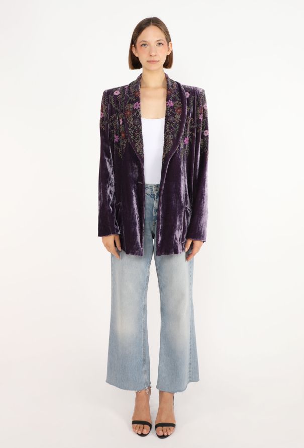 Emanuel Ungaro Beaded Velvet Blazer, Early 2000s - 4