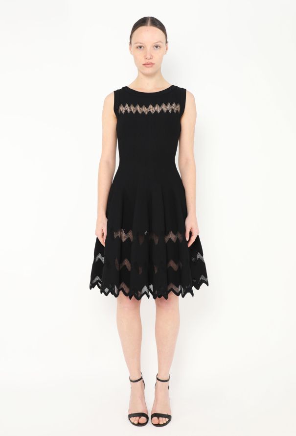 Alaïa Chevron Lace Skater Dress - 1