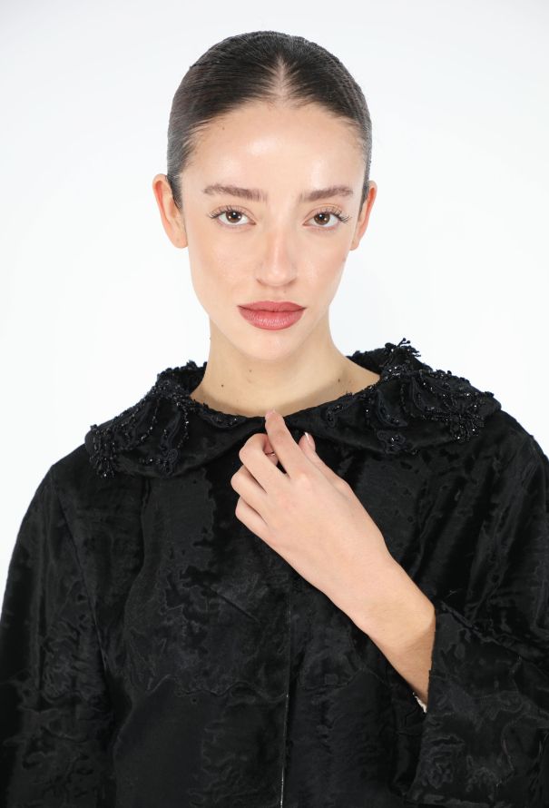 Prada Early 2000s Astrakhan Embroidered Coat - 4