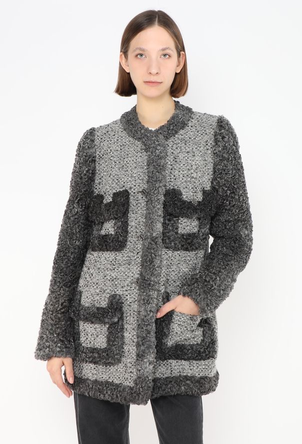 Chanel Haute Couture '90s Tweed Astrakhan Jacket - 3