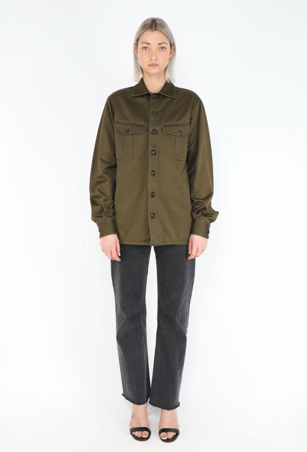 Loewe 2022 Khaki Sateen Overshirt - 3