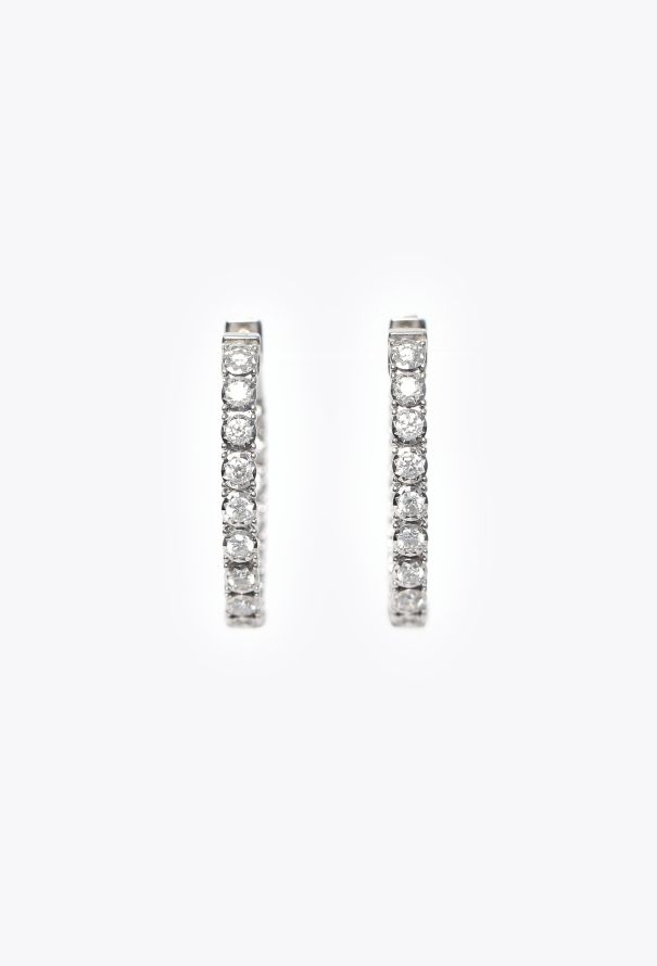 Modern Fine Jewelry 18K White Gold & Diamond Inside-Out Hoop Earrings - 3 Modern Fine Jewelry 18K White Gold & Diamond Inside-Out Hoop Earrings - 3