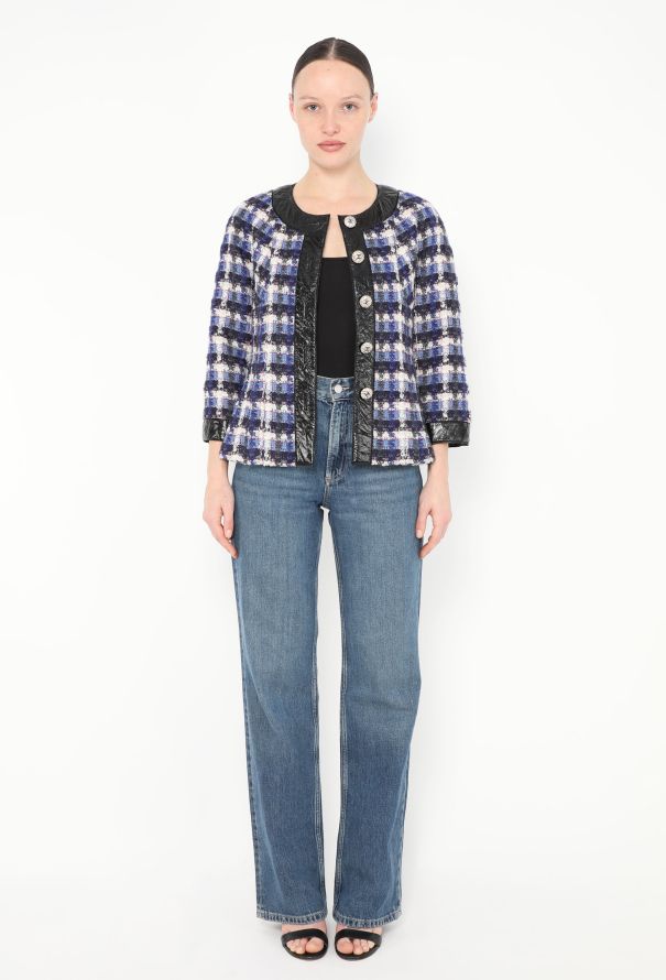 Chanel 2018 Tweed Leather Trim Jacket - 2