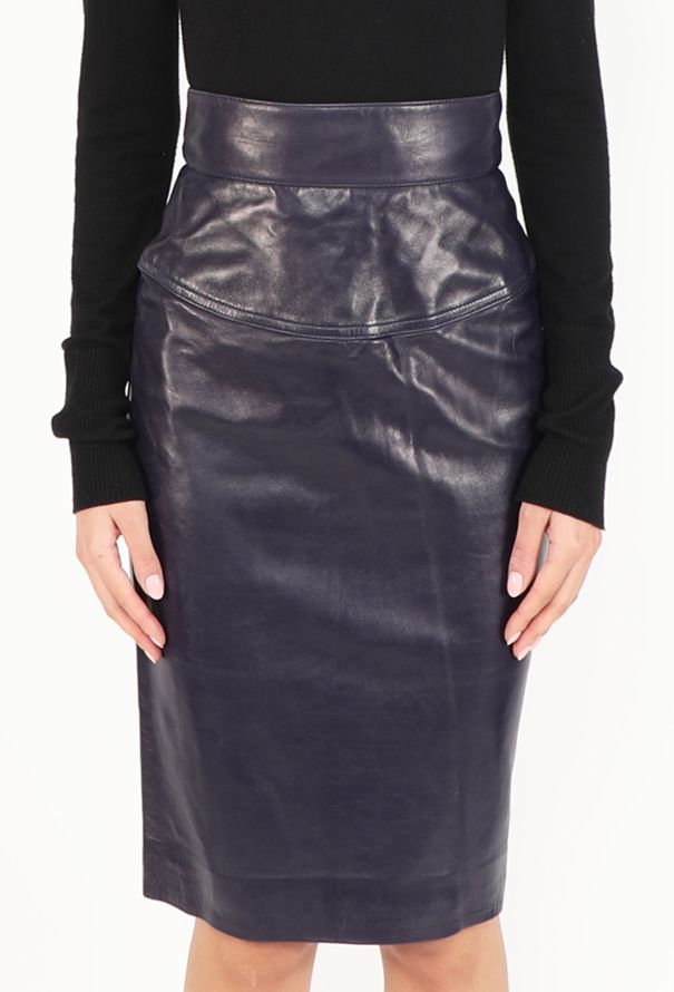 Alaïa 1987 Leather Pencil Skirt - 2