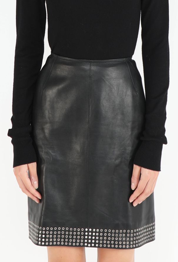 Alaïa Eyelet Trim Lambskin Skirt - 3