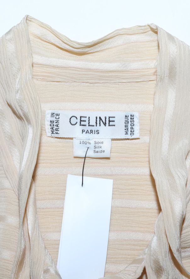 Céline Vintage Striped Silk Lavallière Blouse - 5 Céline Vintage Striped Silk Lavallière Blouse - 5