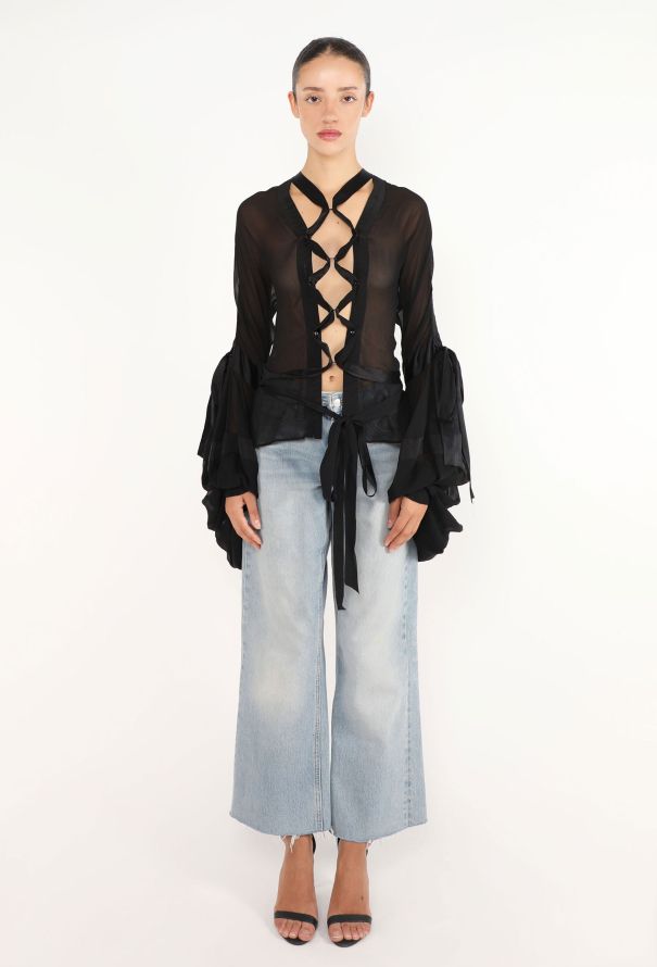 Saint Laurent Draped Chiffon Cage Top, F/W 2002 - 3
