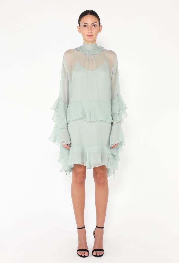 Chloé F/W 2024 Ruffled Chiffon Dress - 1