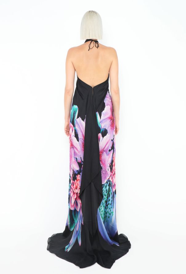 Roberto Cavalli Cascading Floral Silk Gown - 3