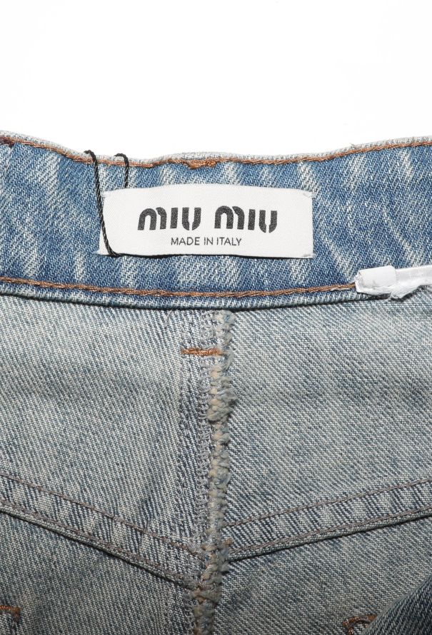 Miu Miu 2024 Washed Denim Logo Shorts - 5