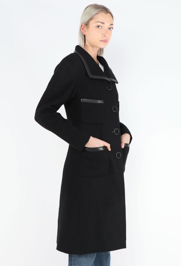 Chanel 2014 Cashmere Leather Trim Coat - 4