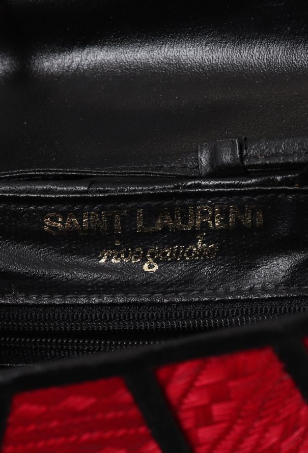 Saint Laurent Vintage Red Raffia Bag - 12