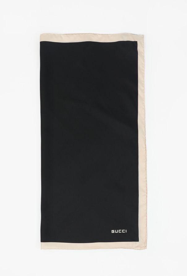 Gucci Bicolor Silk Logo Scarf, 1990s - 1